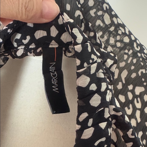 MARC CAIN Black and White Patterned Sheered Blouse S/M - Picture 6 of 6